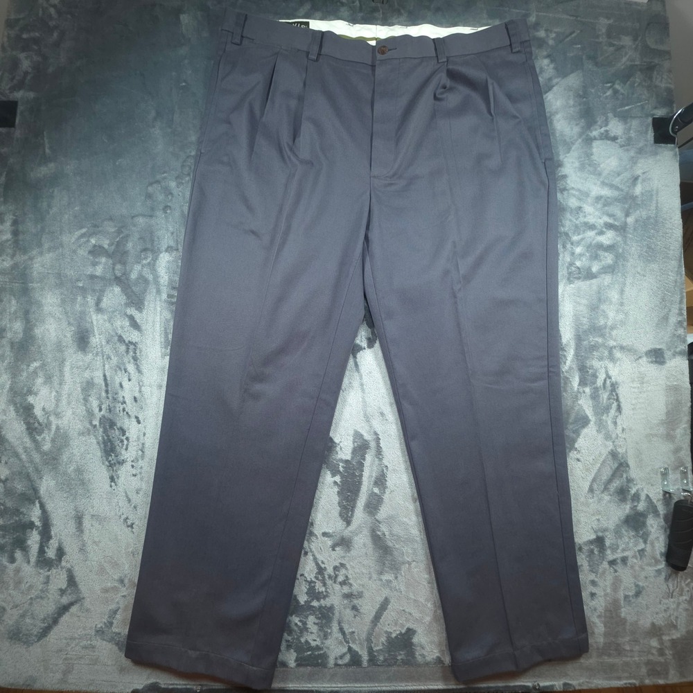 Orvis Mens Gray Pleated Front 100% Cotton Chino Pants Size 42x29